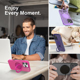 360° Ring Stand Magnetic for iPhone 16 Pro Max Case (Rose)