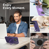 360° Ring Stand Magnetic for iPhone 16 Pro Max Case (Purple)