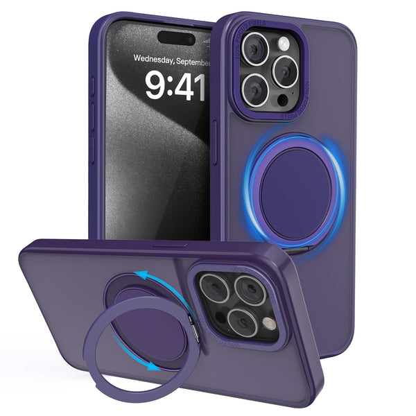 360° Ring Stand Magnetic for iPhone 15 Pro Max Case (Purple)