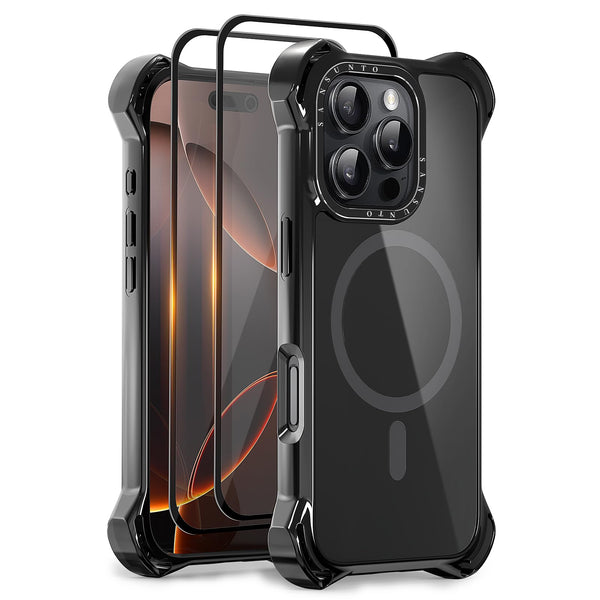 iPhone 16 Pro Max Case with 2 Pack Screen Protector Compatible with Magsafe - (Black)