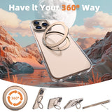 360° Ring Stand Magnetic for iPhone 16 Pro Max Case (Clear Desert)