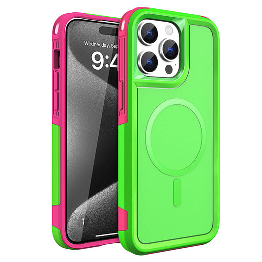 Tough Durable Cover for iPhone 15 Pro Max 6.7 with MagSafe - Lime/Rose