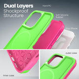 Tough Durable Cover for iPhone 16 Pro Max 6.9 inch with MagSafe - (Lime/Rose)