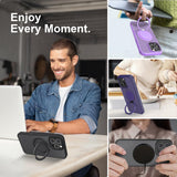 360° Ring Stand Magnetic for iPhone 16 Pro Max Case (Black)
