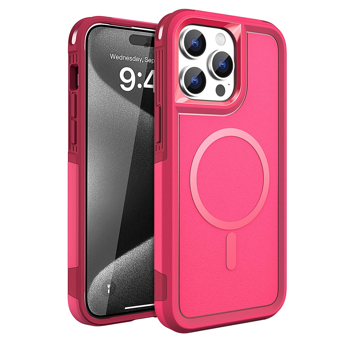 Tough Durable Cover for iPhone 15 Pro Max 6.7 with MagSafe - Rose/Crimson