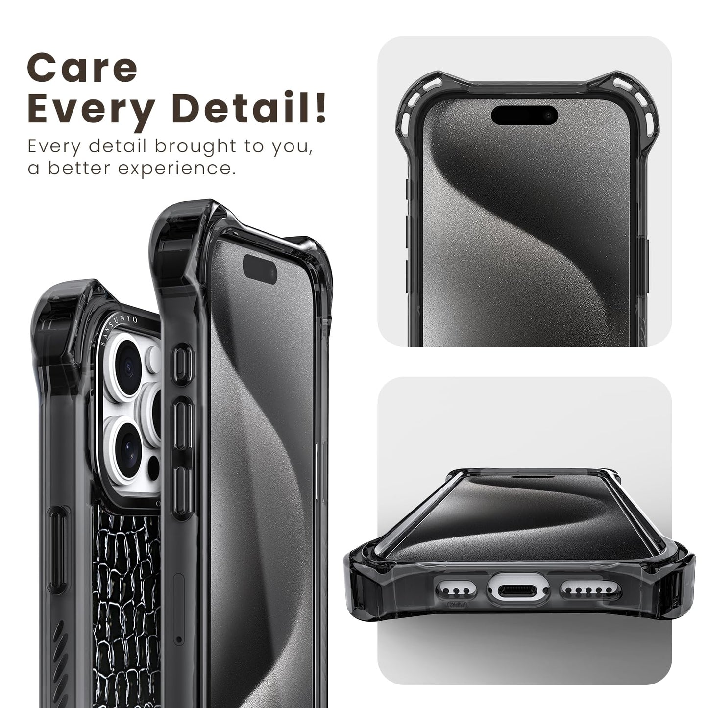 AirGuard Magsafe Series iPhone 15 Pro Max Case - Black Crocodile)