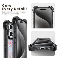iPhone 15 Pro Max Case with 2 Pack Screen Protector Compatible with Magsafe - (Rhinestone Flower)