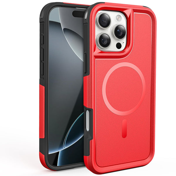 Tough Durable Cover for iPhone 16 Pro Max 6.9 inch with MagSafe - (Red/Black)