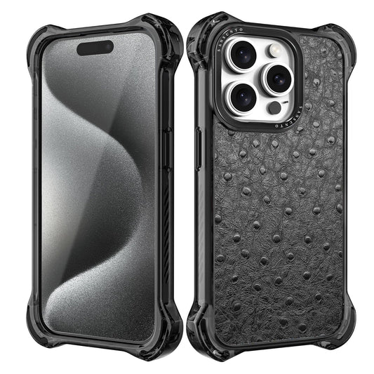 AirGuard Magsafe Series iPhone 15 Pro Max Case - Black Ostrich