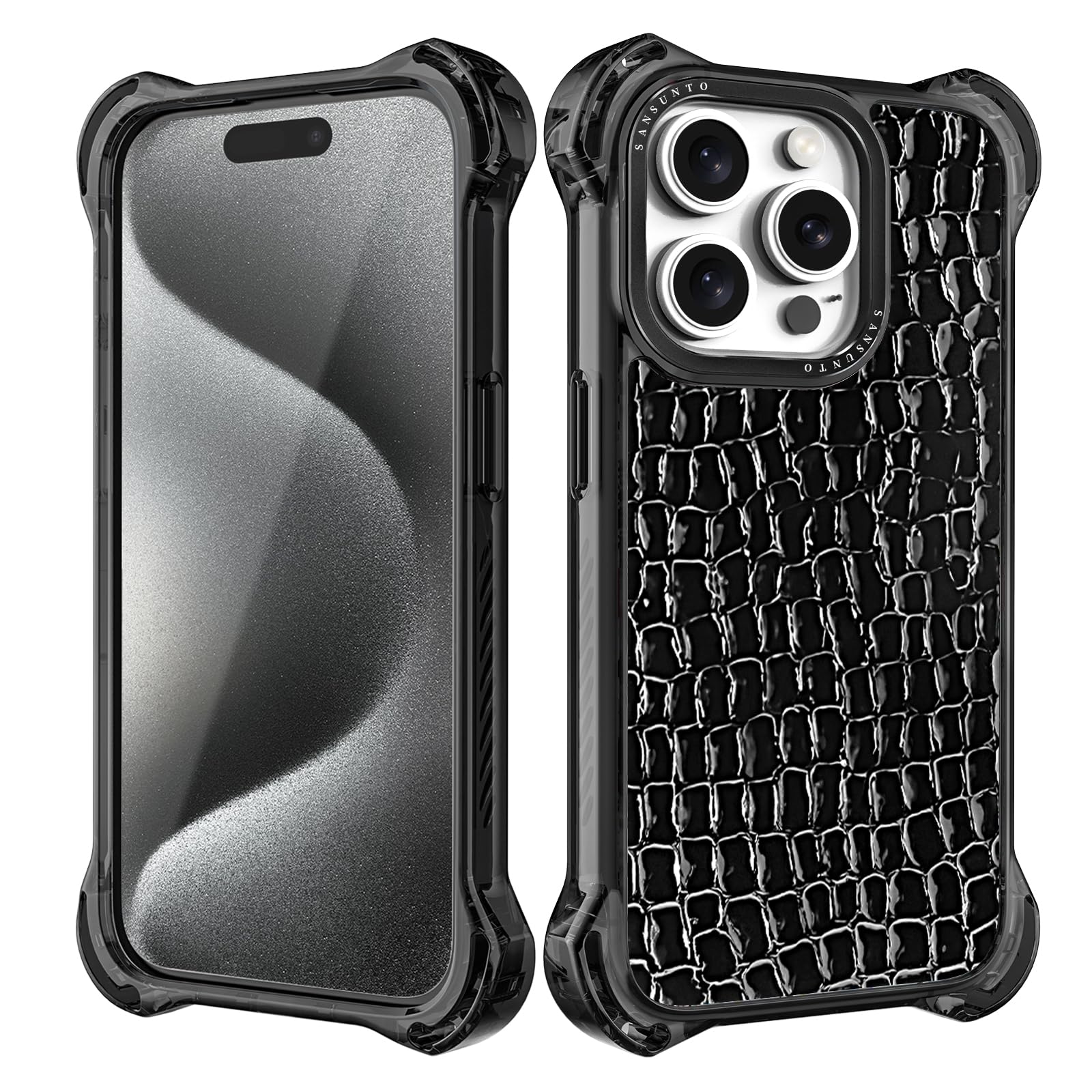 AirGuard Magsafe Series iPhone 15 Pro Max Case - Black Crocodile 