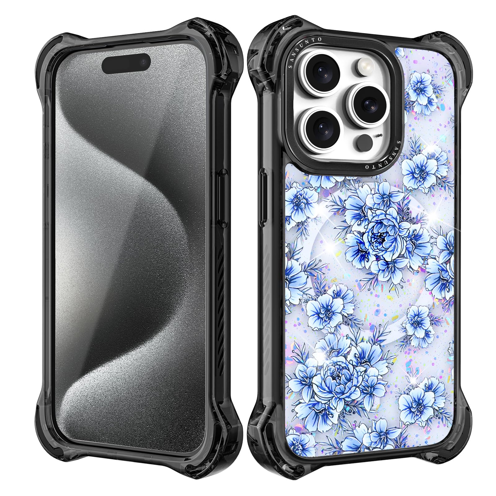 AirGuard Magsafe Series iPhone 15 Pro Max Case - Blue Flower – MAXCURY