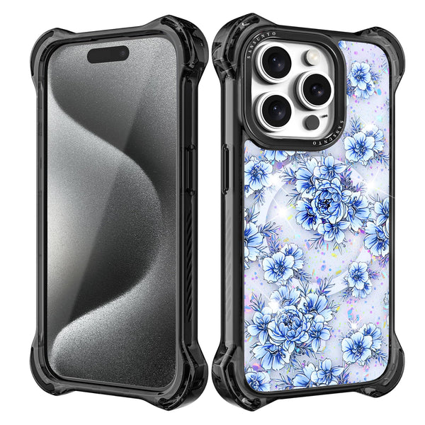 AirGuard Magsafe Series iPhone 15 Pro Max Case - Blue Flower