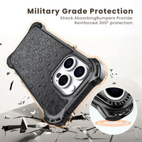 AirGuard Magsafe Series iPhone 15 Pro Max Case - Black Ostrich