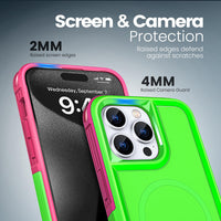 Tough Durable Cover for iPhone 15 Pro Max 6.7 inch with MagSafe - Lime/Rose
